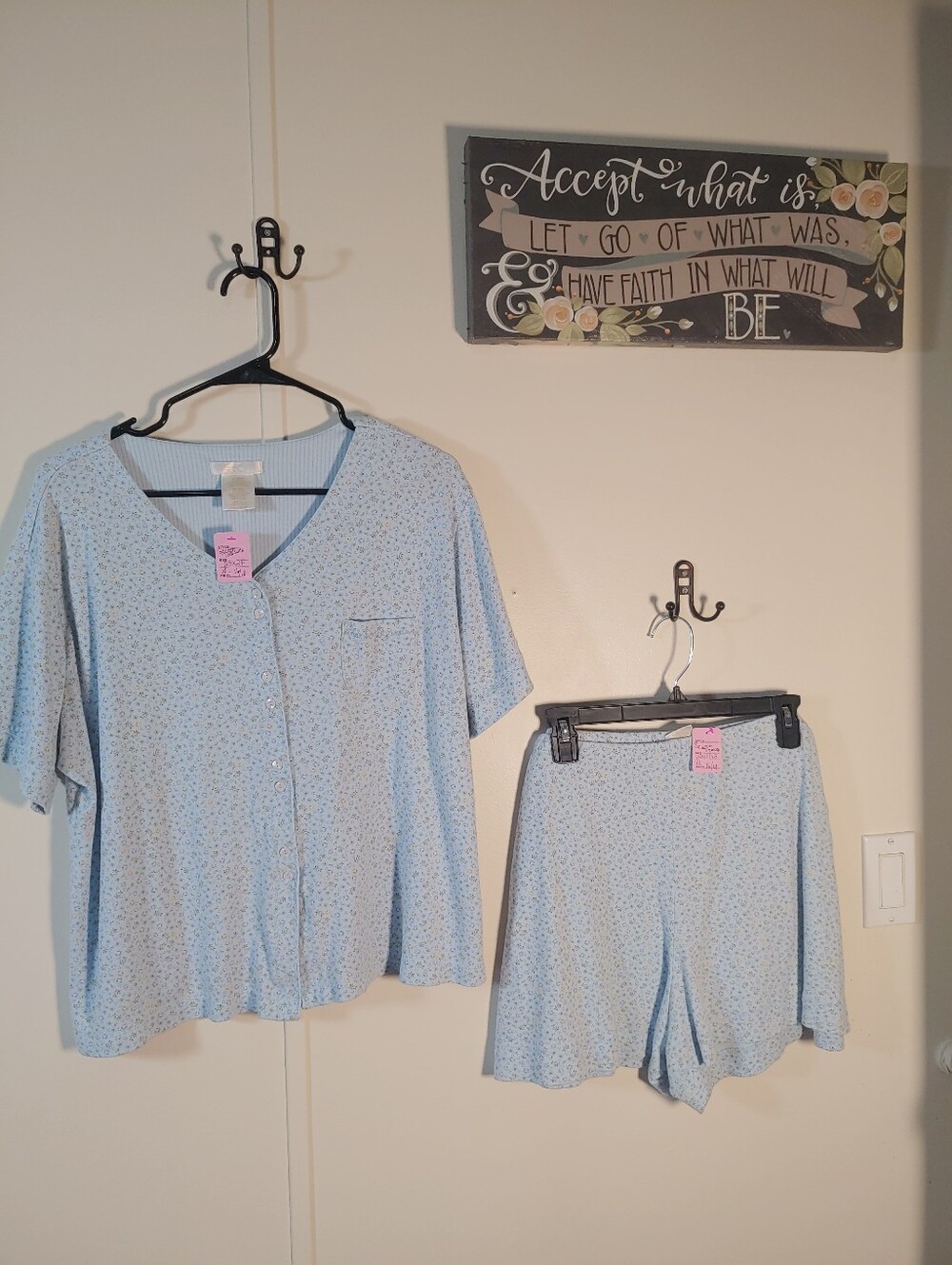 Girly Secret Treasures Extra Large 16 - 18 Blue Floral Short Sleeve Pajama Set